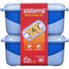 Sistema Heatables Contenitori alimenti per microonde | 890ml | Contenitori per preparazione pasti a prova di perdite con coperchi | Confezione da 2 |Rettangoli blu lazuli
