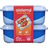 Sistema Heatables Contenitori alimenti per microonde | 1L | Contenitori per preparazione pasti a prova di perdite con coperchi | Confezione da 2 | Rettangoli blu lazuli