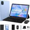 KINGRID Tablet Android 16, 11 Pollici FHD, 24 GB RAM + 128 GB ROM | 5 G WiFi, 8000 mAh, Widevine L1, tastiera e mouse, doppia fotocamera, GPS, blu