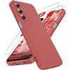 LeYi Cover per Samsung Galaxy A16 5G/4G con 2 Pezzi Vetro Temperato(Rossa) | Custodia Morbida Silicone Liquida TPU Protettivo Ultra Slim Antiurto Case con Protezione Fotocamera per Samsung Galaxy A 16
