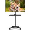 XINLEI Supporto TV mobile su ruote, carrello TV portatile con ripiano per TV a schermo piatto curvo da 21-60" fino a 35 kg, supporto TV alto regolabile in altezza su rotelle, VESA Max 400x400 mm ML55A