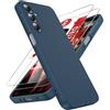 LeYi Cover per Samsung Galaxy A16 5G/4G con 2 Pezzi Vetro Temperato(Blu) | Custodia Morbida Silicone Liquida TPU Protettivo Ultra Slim Antiurto Case con Protezione Fotocamera per Samsung Galaxy A 16