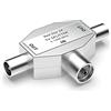 RedStar24 Sdoppiatore antenna 2 vie - Distributore antenna - Splitter TV | 2-vie T-Adattatore antenna TV 1 ingresso IEC presa coassiale (Kupplung) W 2 uscite IEC spina coassiale M | DVB-T / 2 | BK 5