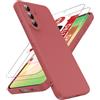 LeYi Cover per Samsung Galaxy A57 5G con 2 Pezzi Vetro Temperato(Rossa) | Custodia Morbida Silicone Liquida TPU Protettivo Ultra Slim Antiurto Case con Protezione Fotocamera per Samsung Galaxy A 57