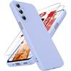 LeYi Cover per Samsung Galaxy A16 5G/4G con 2 Pezzi Vetro Temperato(Viola) | Custodia Morbida Silicone Liquida TPU Protettivo Ultra Slim Antiurto Case con Protezione Fotocamera per Samsung Galaxy A 16