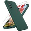 LeYi Cover per Samsung Galaxy A36 5G con 2 Pezzi Vetro Temperato(Verde) | Custodia Morbida Silicone Liquida TPU Protettivo Ultra Slim Antiurto Case con Protezione Fotocamera per Samsung Galaxy A 36