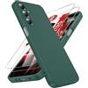 LeYi Cover per Samsung Galaxy A16 5G/4G con 2 Pezzi Vetro Temperato(Verde) | Custodia Morbida Silicone Liquida TPU Protettivo Ultra Slim Antiurto Case con Protezione Fotocamera per Samsung Galaxy A 16