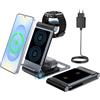 Bolvunes Caricatore Wireless 3 in 1 Ricarica per Samsung Galaxy S/Z/Note Series | per Galaxy S26 S25 Ultra Plus FE S24 S23 S22 S21 S20 Series, Z Flip/Z Fold/Note Series, Galaxy Watch 8/7/6/5/4, Galaxy Buds