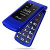 SweetLink GSM Telefono Cellulare per Anziani, Flip Cellulari Anziani con Tasti Grandi, Telefoni Anziani Contatti con Immagini, Volume Alto, Funzione SOS, 2.4"+1.77" Doppia Display, Blu