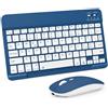 SOPPY Tastiera e Mouse Bluetooth Portatili con Retroilluminazione, Mini Tastiera Ricaricabile, Tastiera Wireless per iPad/Samsung Tab/Lenovo Tab/iOS/Android/Windows, Layout Italiano (Blu Navy)