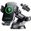 Glangeh 15W Caricatore Wireless Auto, [Ventosa+Clip+QC3.0] Automatico-Bloccaggio Ricarica Wireless Auto, Porta Cellulare Veicolo Ricarica Senza Fili Compatibile con iPhone 17 Pro Max/17 Plus/16 Pro/15
