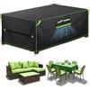 QCCQ Copertura per Mobili da Giardino Impermeabile,150x90x75cm，Nero | 420D Oxford Copertura Tavolo Esterno con Prese d'Aria Anti-UV Antivento Quadrato Copritavolo Esterno