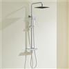Auralum Colonna Doccia Kit con Rubinetto Termostatico Antiscottatura, Miscelatore Doccia Esterno con Soffione Doccia 25x25cm, Doccetta, Asta Doccia in Acciaio Inox e Tubo Doccia 1,5m, Cromo