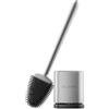 Sellemer Scopino WC Silicone, Scopino Bagno Montaggio a Parete/in Piedi, Spazzola per WC con Supporto Traspirante ad Asciugatura Rapida, Scovolino Flessibile per Bagno(Argenteo)