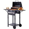 HOMAVO Barbecue a carbone con coperchio, Grill 2 in 1 da terra e tavolo, Compatto per balcone e giardino, Termometro integrato, Griglia mantenimento caldo, Facile da spostare