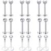 Rajnard Piercing Labbro Labret Studs 16G Acciaio Chirurgico e plastica bioflex 6/8/10mm Piercing Tragus Helix CZ Ball
