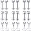 Rajnard Piercing Labbro Labret Studs 16G Acciaio Chirurgico e plastica bioflex 6/8/10mm Piercing Tragus Helix CZ Ball