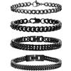 Esmoly 4 Pezzi Bracciale Uomo 316L Braccialetto Uomo Regalo Uomo Ragazzo | Argento Oro Nero Acciaio Inossidabile Catena Cubana 19CM/21CM/23CM