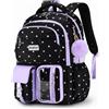 Amythe Zaino Scuola Ragazze Classi da 1 a 6 Impermeabile Viola | Viaggio Riflettente Impermeabile Leggero Viola Daypack Multitasche Capiente Resistente per Scuola Escursione Tempo Libero