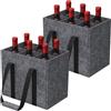 Lifewit Borse Portabottiglie con Manici, Porta Bottiglie in Feltro Resistente con 6 Scomparti, Trasportatore per 6 Bottiglie da 1,5 L di Vino, Birra, Champagne, 30 x 20 x 26 cm, Set di 2