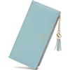 CHAOFANXI Portafoglio Donna Grande Portamonete Portafogli in Pelle Squisita PU con Cerniera e chiusura a Scatto Scomparti per Carte Multipli,L/Blu
