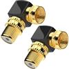 RedStar24 Sat F - Adattatore angolare a 90° per cavo coassiale, spina ad angolo F, adattatore a F, ad angolo, cavo antenna satellitare, accoppiamento placcato oro, 2 pezzi