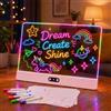 Aogled Lavagna LED Bambini con Indicatore Batteria Digitale, 35 x 26 cm, 8 Colori e 7 Penne Neon, Tavoletta Luminosa Riscrivibile per Disegno Creativo, Regalo Bambini, Ufficio, Bar e Decorazione (Rosa)