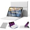 KVTVOU Custodia con tastiera per iPad Pro 11 4a/3a/2a generazione, grigio | Retro in morbido TPU con portapenne, tastiera Bluetooth rimovibile magnetica, QWERTZ, per iPad Pro da 11 pollici, grigio