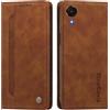 rongki Custodia per Samsung Galaxy A03 Core, Cover in Pelle Sintetica Portafoglio con Slot per Carte, Supporto, Chiusura Magnetica, Antiurto Case per Samsung Galaxy A03 Core, Marrone