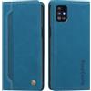 rongki Custodia per Samsung Galaxy A51 5G, Cover in Pelle Sintetica Portafoglio con Slot per Carte, Supporto, Chiusura Magnetica, Antiurto Case per Samsung A51 5G, Azzurro