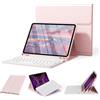 KVTVOU Custodia con tastiera per iPad Pro 11 4/3/2 generazione 2022/2021 | Retro in morbido TPU con portapenne, tastiera Bluetooth rimovibile magnetica, QWERTZ, per iPad Pro da 11 pollici, rosa