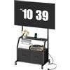MAHANCRIS Mobile TV e Supporto con Ruote, per TV da 32-55 Pollici | Presa di Corrente, Cassetti in Tessuto, Compatibile VESA da 100 x 100 mm a 400 x 400 mm, Carico 70 kg, Nero