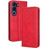 Topme Cover per Realme C100X / Realme P4X (6.8 Inches) Custodia Case, Custodia per Telefono in Pelle Elegante Slot per Schede Testurizzato.Rosso