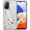 Choeeu ChoosEU Trasparente Cover per Realme C67 con Fiori, Blu Rosa | Sottile TPU Silicone Trasparente Custodia, Disegni Colorate Fiore Fiori Motivo, per Ragazza, Antiurto Protettiva Morbido Case