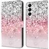 CLM-Tech Cover compatibile con Samsung Galaxy A16 5G, Custodia a Portafoglio con Supporto e Scomparti per Carte di Credito, Argento e Rosa