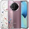 Choeeu ChoosEU Trasparente Cover per Honor Magic 7 Lite con Fiori, Blu Rosa | Sottile TPU Silicone Trasparente Custodia, Disegni Colorate Fiore Fiori Motivo, per Ragazza, Antiurto Protettiva Morbido Case