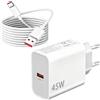 Brighttodays 45W Caricabatterie Rapido per Xiaomi Redmi Note 15 Pro 5G/14 13 12 11/Poco | USB Turbo Charger e cavo per Xiaomi 15 14 13 Pro/15T 14T 13T 12 Redmi 14C/A5/15C/A3/13C/12C Poco X8 X7 M8 M7 Pad 7 / 6/5