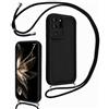 LEHEHE Cover per Huawei P30 PRO con Cordino Regolabile, Custodia Telefono a Tracolla e da Collo TPU Silicone Morbido Antiurto Cover Protezione Fotocamera-Nero