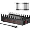 HONGYEE Stazione di ricarica multi-dispositivo 300 W - Caricatore rapido USB a 24 porte - Organizzatore di stazione di ricarica - Compatibile con Smart Power Delivery - Smartphone, tablet