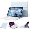 KVTVOU Custodia con tastiera per iPad Pro 11 4/3/2 generazione 2022/2021 | Retro in morbido TPU con portapenne, tastiera Bluetooth rimovibile magnetica, QWERTZ, per iPad Pro da 11 pollici, azzurro