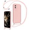 LEHEHE Cover per Samsung Galaxy A07 5G / 4G / M07 / F07 con Cordino Regolabile, Custodia Telefono a Tracolla e da Collo TPU Silicone Morbido Antiurto Cover Protezione Fotocamera-Rosa Chiaro
