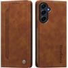 rongki Custodia per Samsung Galaxy A55 5G, Cover in Pelle Sintetica Portafoglio con Slot per Carte, Supporto, Chiusura Magnetica, Antiurto Case per Samsung A55 5G, Marrone