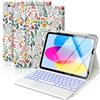 MoKo Custodia con Tastiera Multi-touch per iPad (A16) 11ª/10ªgen, Fiori | Retroilluminazione 7 colori, trackpad multitouch, porta pennino per iPad 11 2025 e iPad 10,9 2020