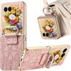 Fofvccv Custodia per Motorola Razr 70 Plus / 60 Pro HHY Rosa | Motivo Floreale in Pelle PU Custodia con 360° Anello Supporto Galvanotecnica Paraurti Cover Antigraffio Antiurto Razr 70 Plus
