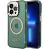 CG MOBILE Guess - Custodia compatibile con Magsafe con contorno dorato traslucido, design lucido, antigraffio, resistente ai danni, compatibile con iPhone 14 Pro (Kaki)