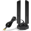 Eightwood Antenna WiFi 6E 2.4GHz 5GHz 6GHz Antenna WLAN RP-SMA Tri-Band Antenna Base Magnetica con Cavo di prolunga 2M per schede WLAN PCI Card PC Bluetooth Scheda madre WiFi Route