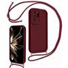 LEHEHE Cover per Huawei P30 PRO con Cordino Regolabile, Custodia Telefono a Tracolla e da Collo TPU Silicone Morbido Antiurto Cover Protezione Fotocamera-Vino