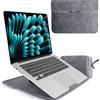 LanQii 15-16 Pollici Custodie per PC Portatile con Supporto, per MacBook, Grigio | per MacBook Pro, MacBook Air, PU Pelle Custodia per Computer Portatile per Computer Portatile