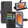JIUNINE Cover a Libro in Pelle per Motorola Moto Edge 50 Fusion, Nero | Custodia Portafoglio Antiurto in Pelle Sintetica a Grana Litchi, Portacarte, Chiusura Magnetica, Supporto Regolabile