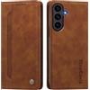 rongki Custodia per Samsung Galaxy S26 FE, Cover in Pelle Sintetica Portafoglio con Slot per Carte, Supporto, Chiusura Magnetica, Antiurto Case per Samsung Galaxy S26 FE, Marrone